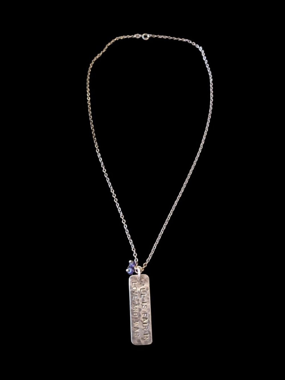 Lotus 925 Sterling All Is Fair In Love And War 1.5" Pendant 16" Chain Necklace